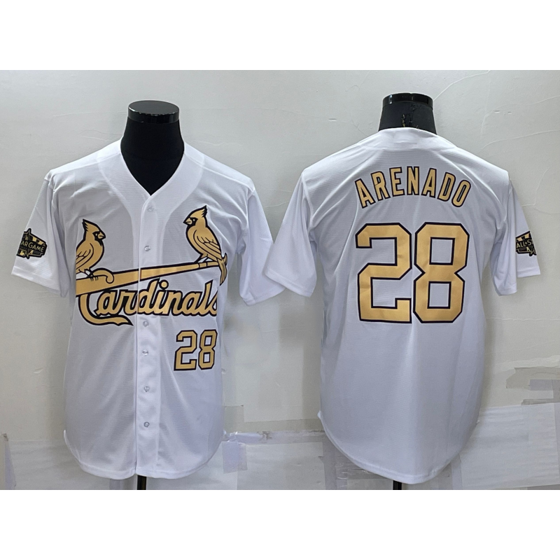 St. Louis Cardinals #28 Nolan Arenado Number White Tomch 2022 All Star Stitched Cool Base Jersey