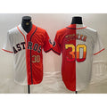 Houston Astros #30 Kyle Tucker White Orange Tomch Split Stitched Jerseys
