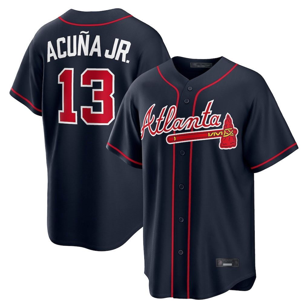 Atlanta Braves #13 Ronald Acuna Jr Player Navy Tomch Home Game Stitched Jerseys