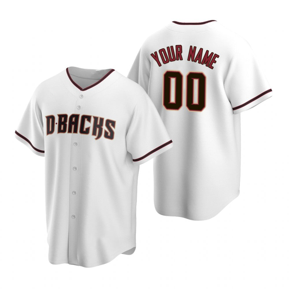 Custom Arizona Diamondbacks White Tomch Stitched Cool Base Home Jersey