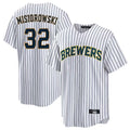 Milwaukee Brewers #32 Jacob Misiorowski Player White Tomch Stripes Home Game Stitched Jerseys
