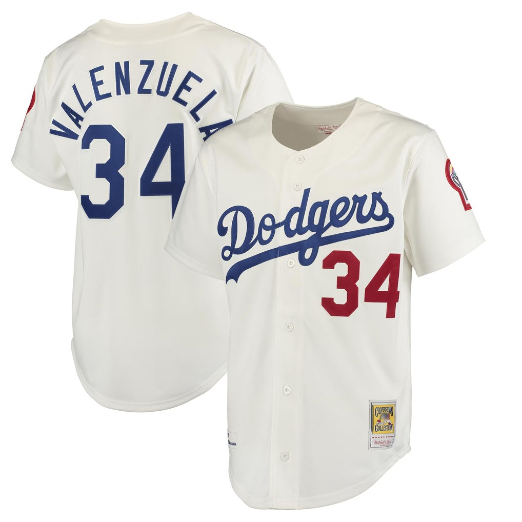 Los Angeles Dodgers #34 Fernando Valenzuela Player Cream Tomch Throwback Vapor Limited Stitched Jerseys