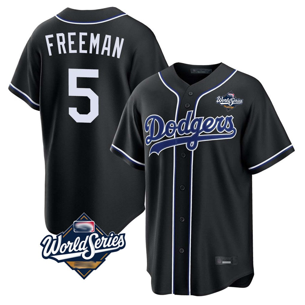 Los Angeles Dodgers #5 Freddie Freeman Player Black Tomch World Series Meet Carbon Limited Home Stitched Jerseys