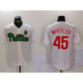 Philadelphia Phillies #45 Zack Wheeler White Green Tomch Cool Base Stitched Jersey 2