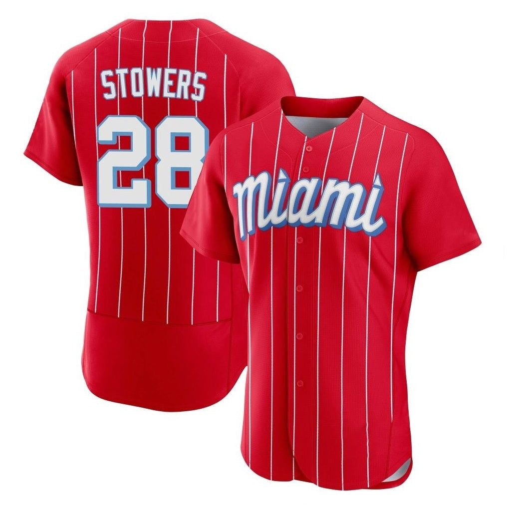 Miami Marlins #28 Kyle Stowers Player Red Tomch City Connect Home Limited Elite Stitched Jerseys