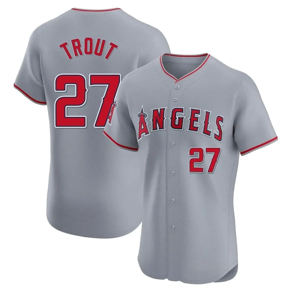 Los Angeles Angels #27 Mike Trout Player Gray Tomch Home Limited Elite Stitched Jerseys