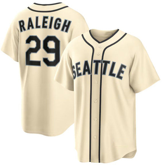 Seattle Mariners #29 Cal Raleigh Cream Tomch Alternate Stitched Jersey