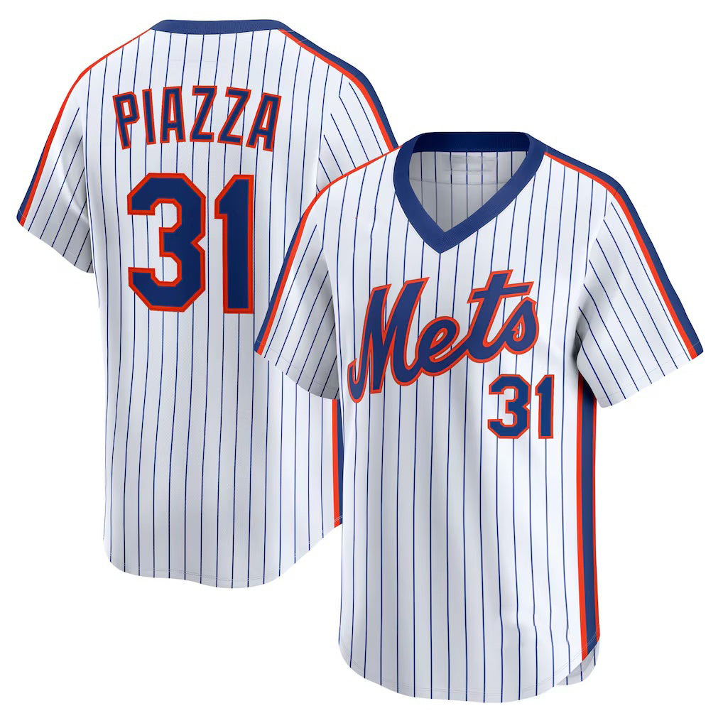 New York Mets #31 Mike Piazza White Tomch Throwback Cooperstown Collection Limited Jersey