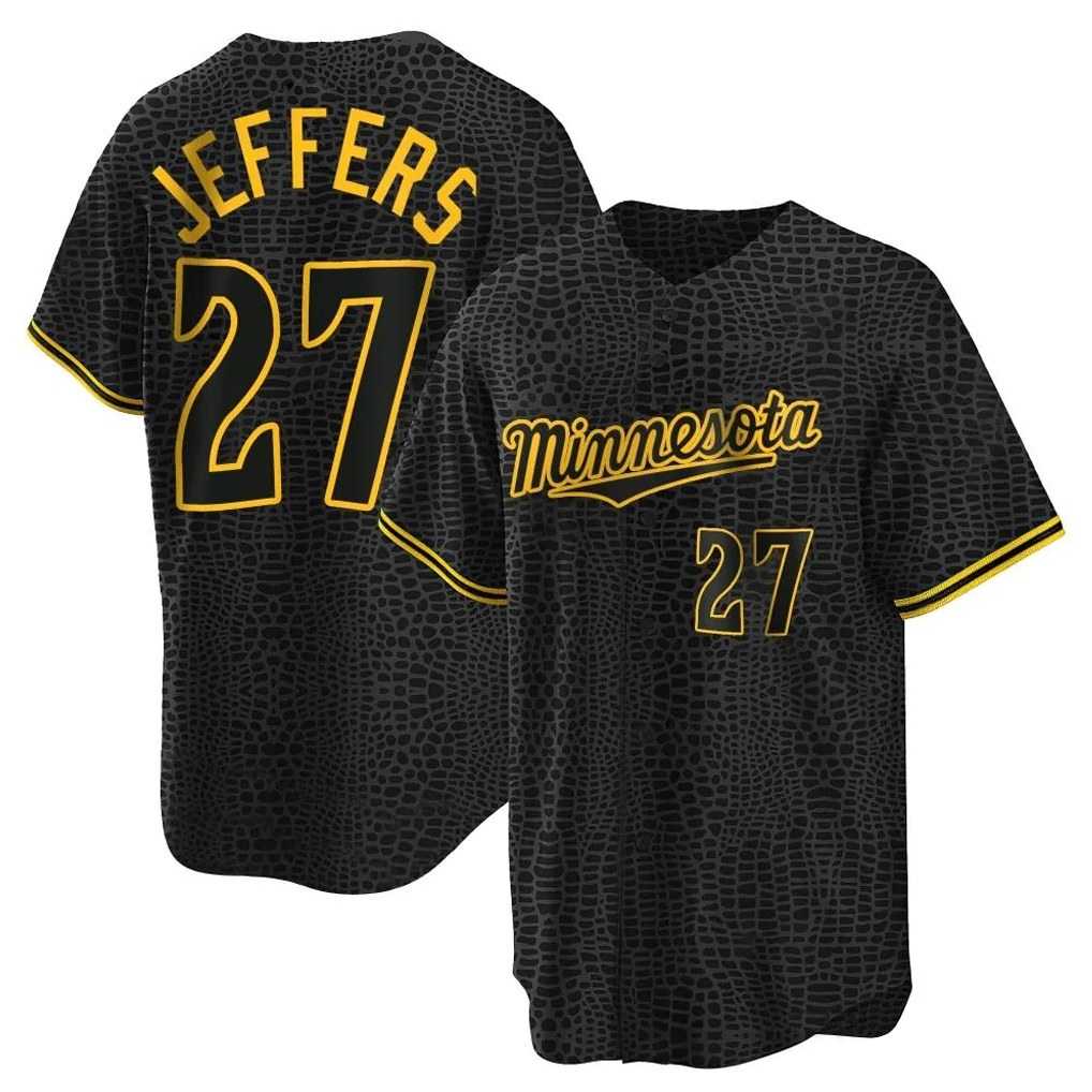 Minnesota Twins #27 Ryan Jeffers Player Black TomchSnake Skin City Home Game Stitched Jerseys