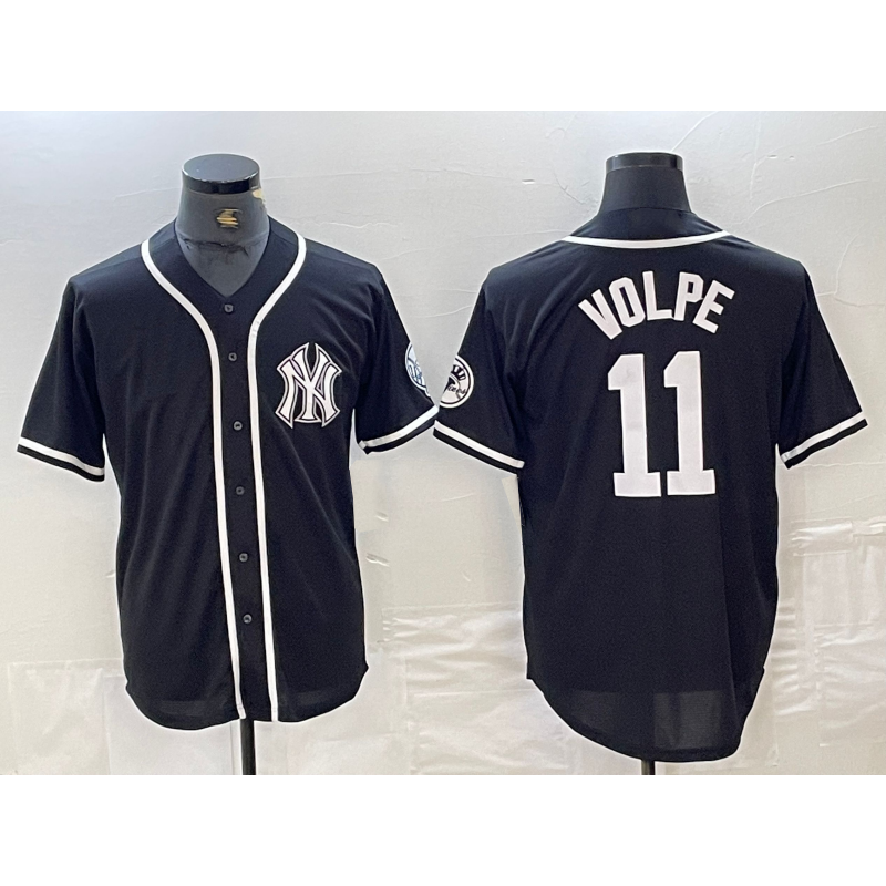 New York Yankees #11 Anthony Volpe Black White Tomch Cool Base Stitched Jersey