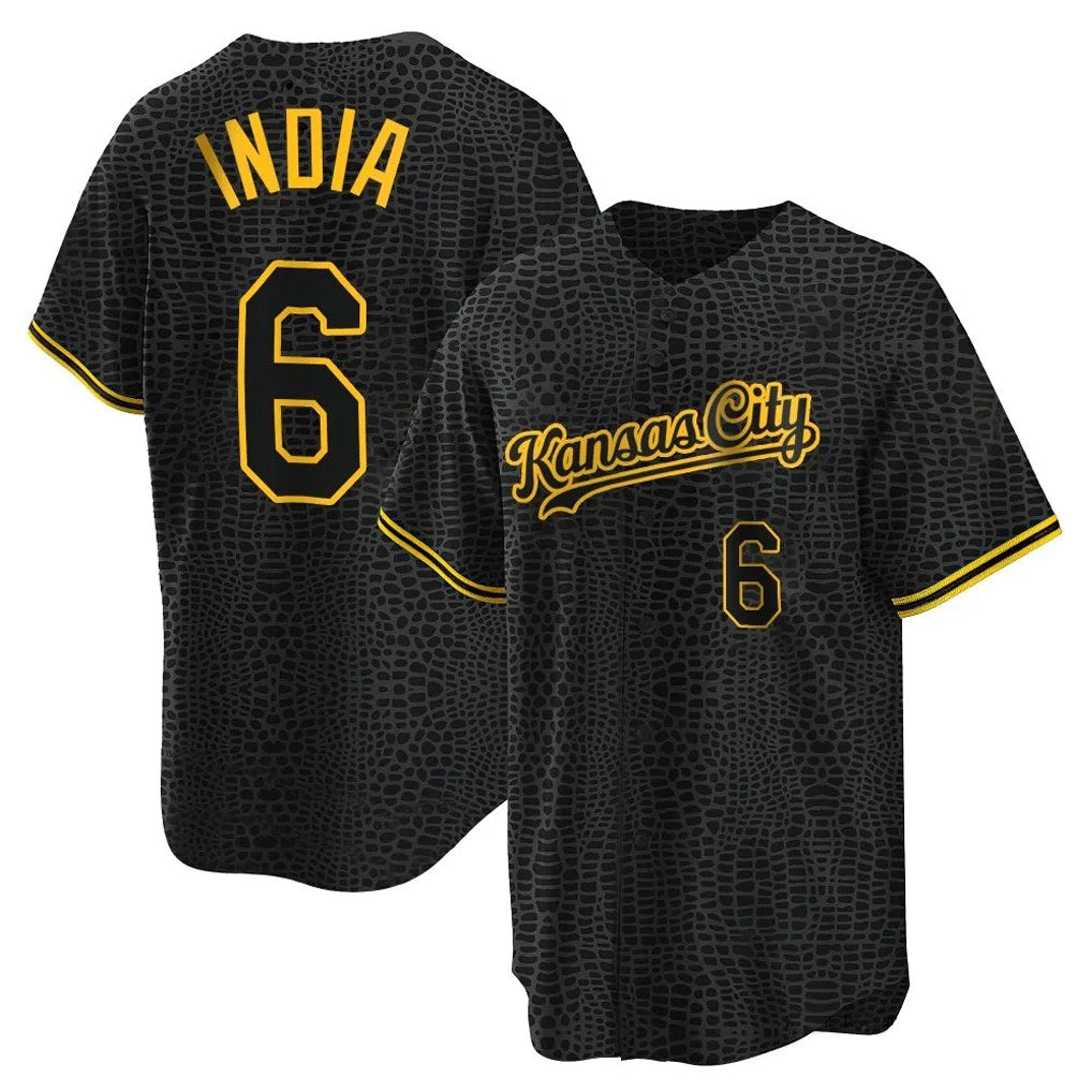 Kansas City Royals #6 Jonathan India Player Black Tomch Snake Skin City Game Stitched Jerseys
