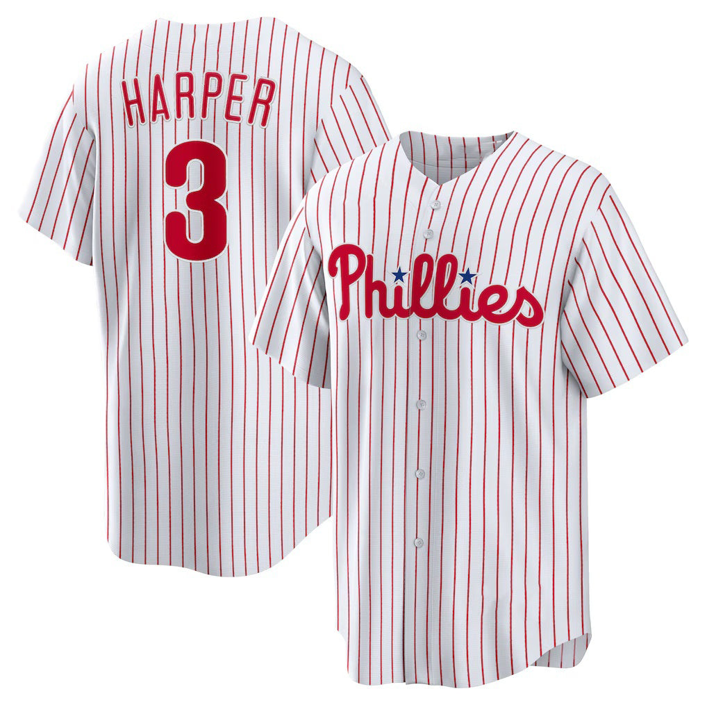 Philadelphia Phillies #3 Bryce Harper White Tomch Home Replica Player Name Jersey