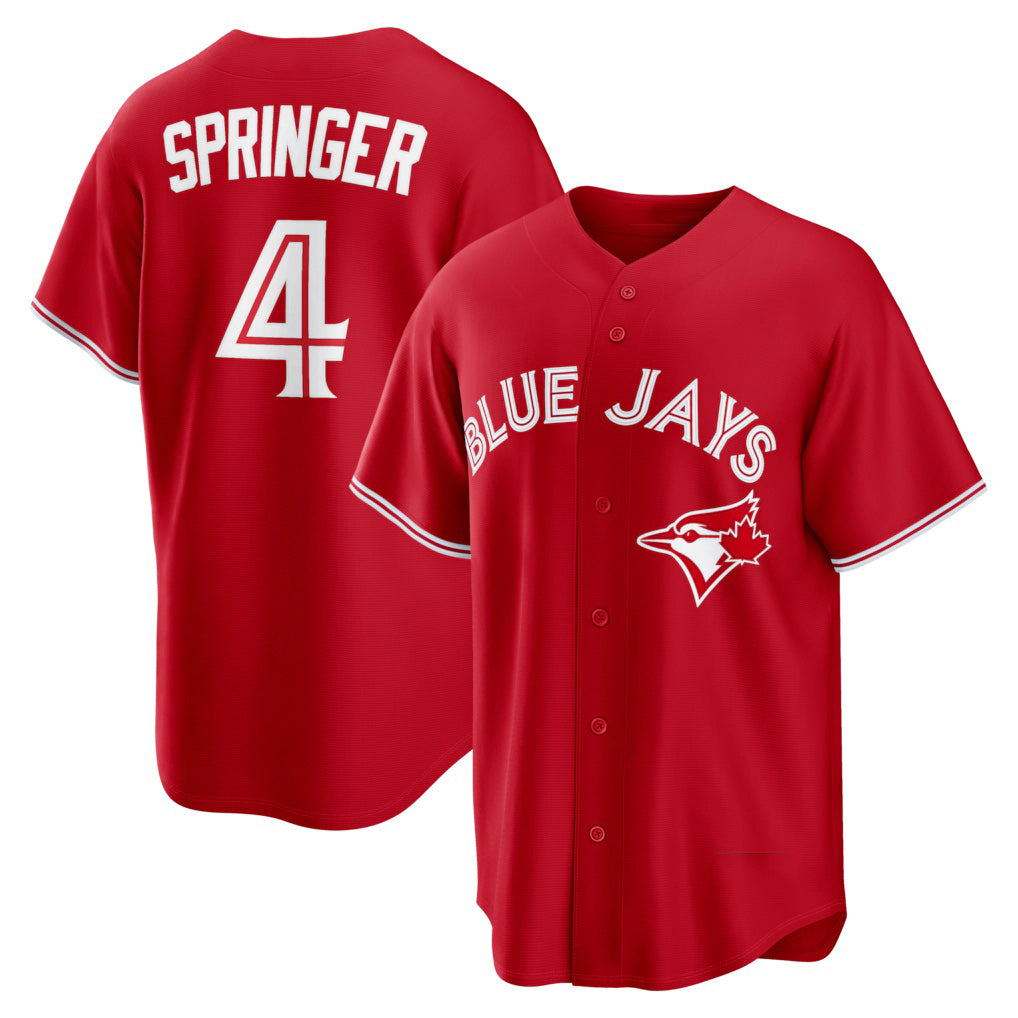 Toronto Blue Jays #4 George Springer Red Tomch Canada Day Replica Jersey