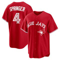 Toronto Blue Jays #4 George Springer Red Tomch Canada Day Replica Jersey