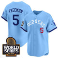 Los Angeles Dodgers #5 Freddie Freeman Blue Thaam With 2024 World Series Patch Vapor Premier Limited Stitched Jersey