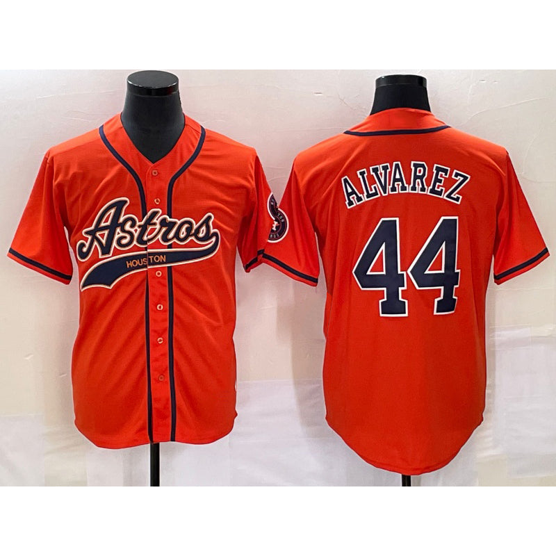 Houston Astros #44 Yordan Alvarez Orange Thaam With Patch Cool Base Stitched Jersey