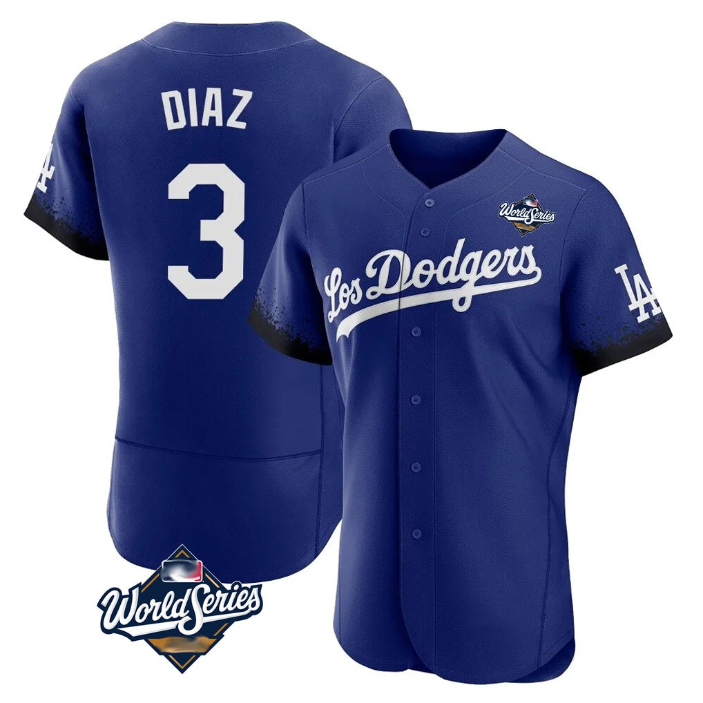 Los Angeles Dodgers #3 Edwin D¨ªaz Player Royal Tomch World Series City Connect Elite Home Stitched Jerseys