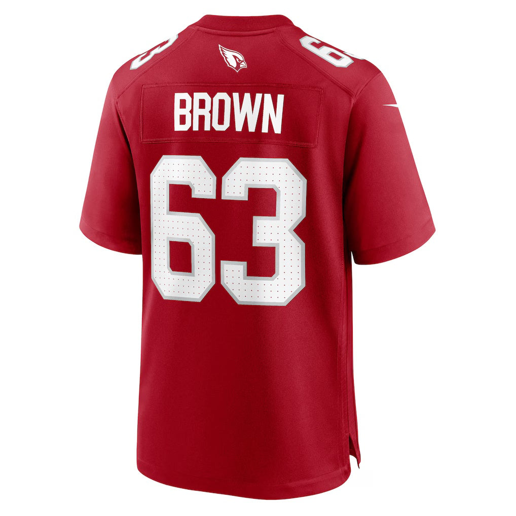 A.Cardinals #63 Evan Brown Cardinal Tomch Team Game Jersey