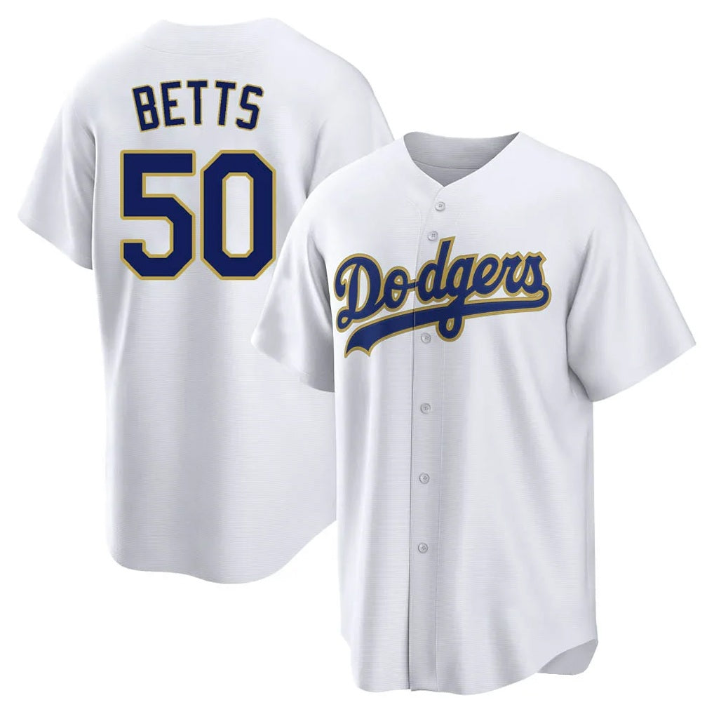 Los Angeles Dodgers #50 Mookie Betts Player Gold White Tomch 2026 Collection Stadium Game Stitched Jerseys