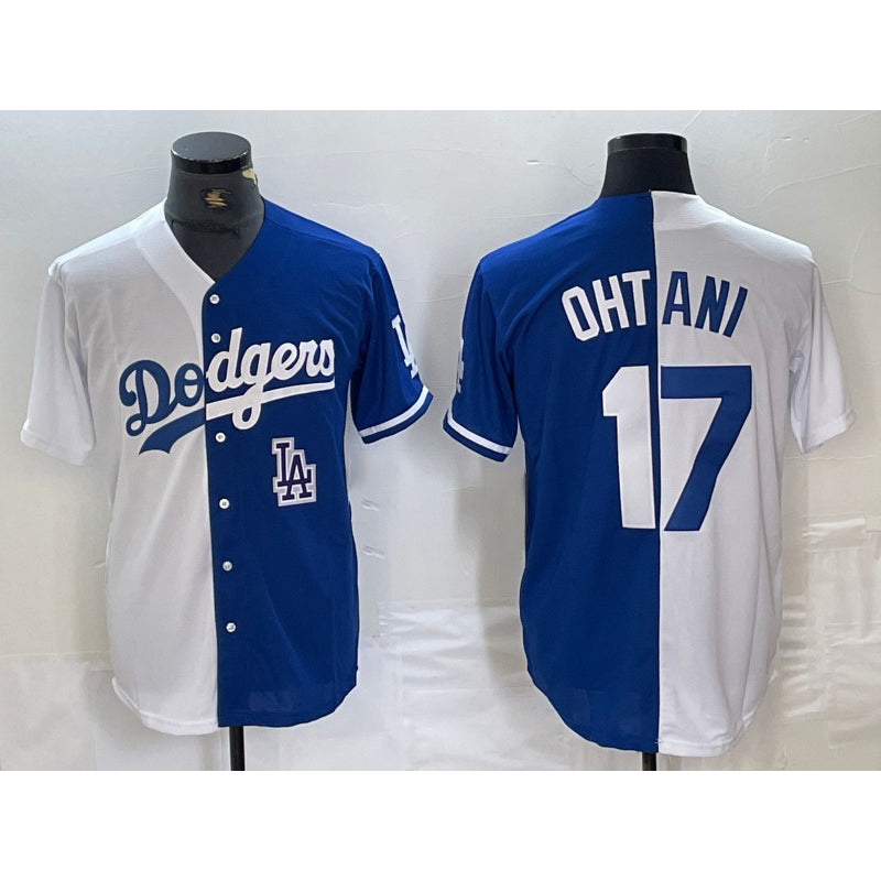Los Angeles Dodgers #17 Shohei Ohtani White Blue Thaam Two Tone Stitched Jersey 2