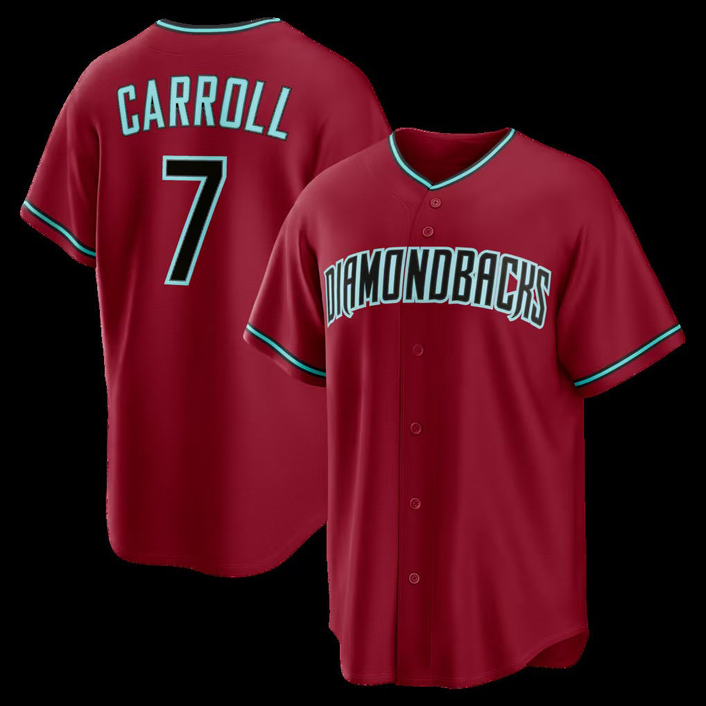Arizona Diamondbacks #7 Corbin Carroll Crimson Thaam Alternate 2 Replica Jersey