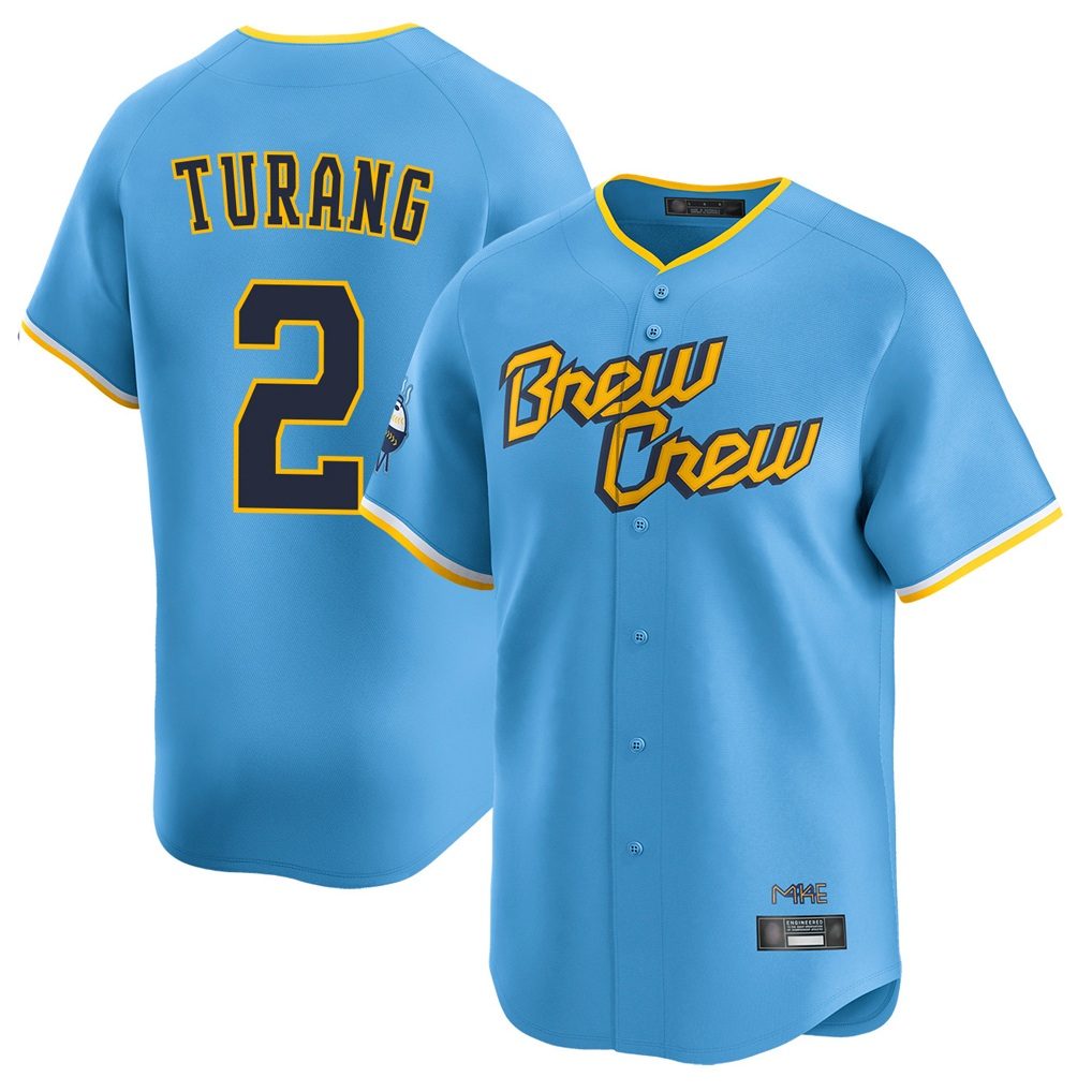 Milwaukee Brewers #2 Brice Turang Player Light Blue Tomch City Connect Home Limited Stitched Jerseys
