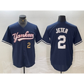New York Yankees #2 Derek Jeter Number Navy Tomch Cool Base Stitched Jersey