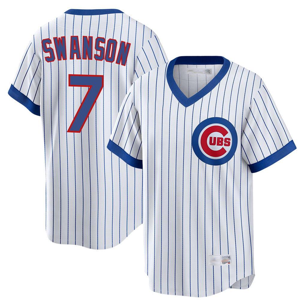 Chicago Cubs #7 Dansby Swanson Player White Tomch T-shirt Cooperstown Collection Limited Stitched Jerseys