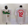 Philadelphia Phillies #12 Kyle Schwarber White Green Tomch Cool Base Stitched Jerseys
