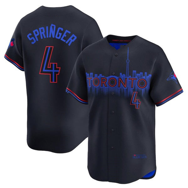 Toronto Blue Jays #4 George Springer Black Tomch 2024 City Connect Limited Stitched Jersey