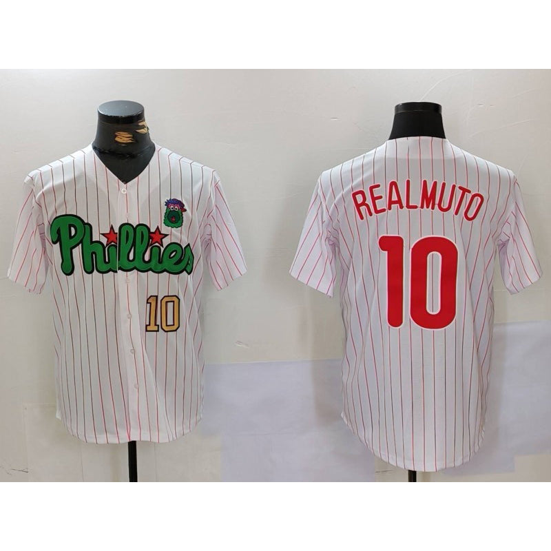 Philadelphia Phillies #10 J.T. Realmuto White Green Tomch Cool Base Stitched Jerseys