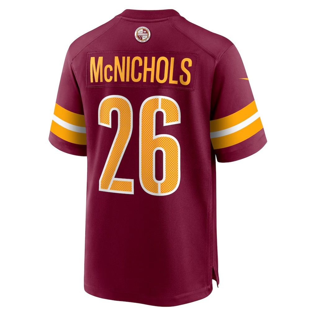 W.Commanders #26 Jeremy McNichols Burgundy Tomch Game Jersey