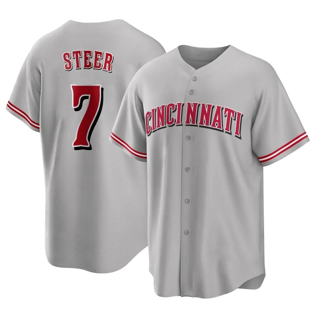 Cincinnati Reds #7 Spencer Steer Player Gray Tomch Home Game Stitched Jerseys