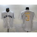 New York Yankees #3 Babe Ruth White Tomch Pinstripe Fashion Cool Base Jersey 2