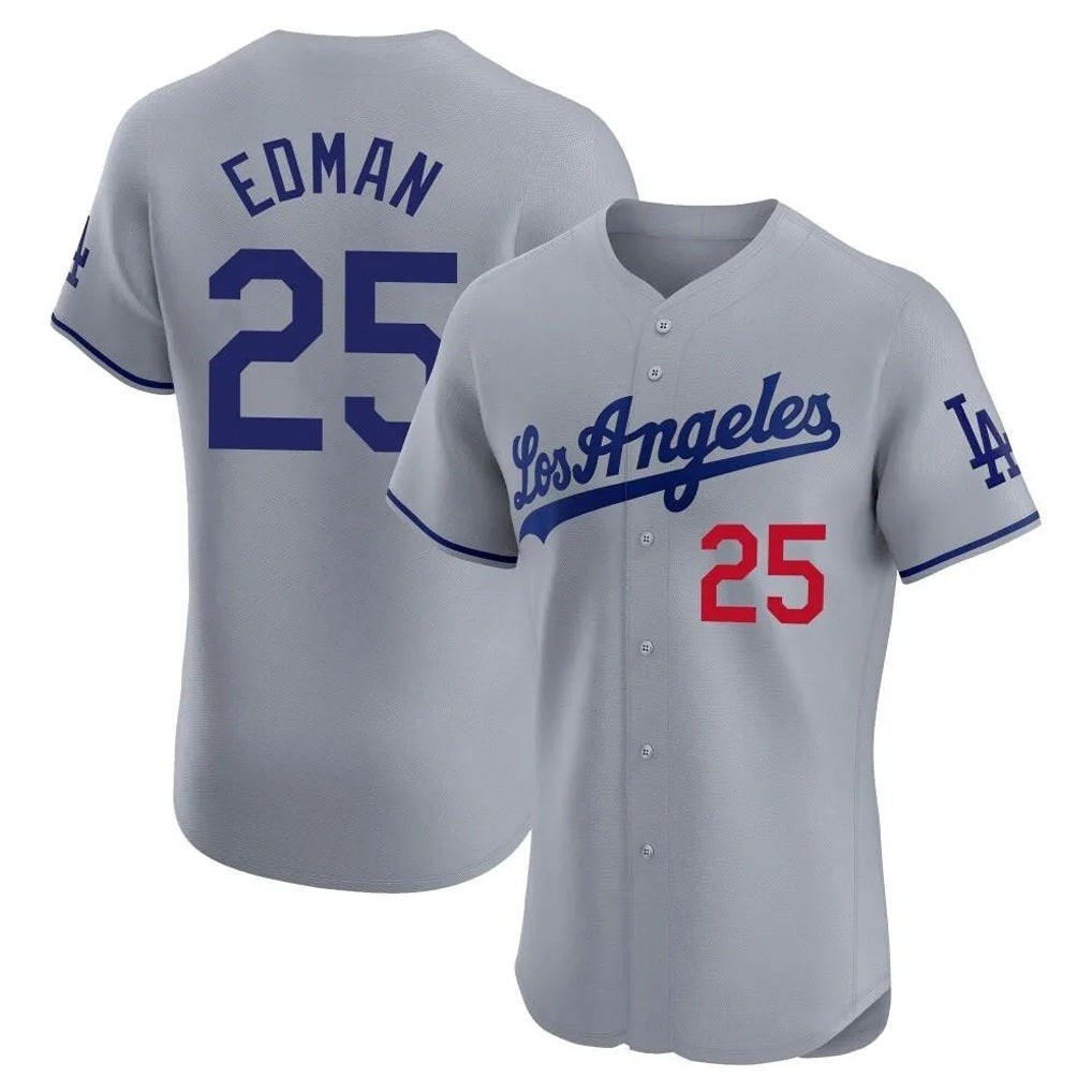 Los Angeles Dodgers #25 Tommy Edman Player Gray Tomch Limited Elite Home Stitched Jerseys