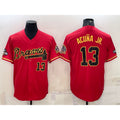 Atlanta Braves #13 Ronald Acuna Jr Red Gold Thaam World Series Champions Program Cool Base Stitched Jersey