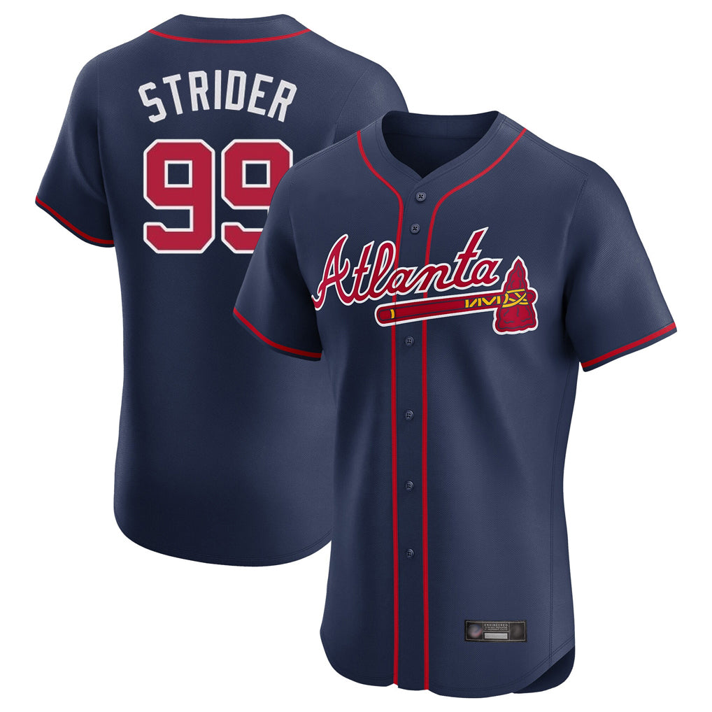 Atlanta Braves #99 Spencer Strider Player Navy Tomch Limited Elite Home Game Stitched Jerseys