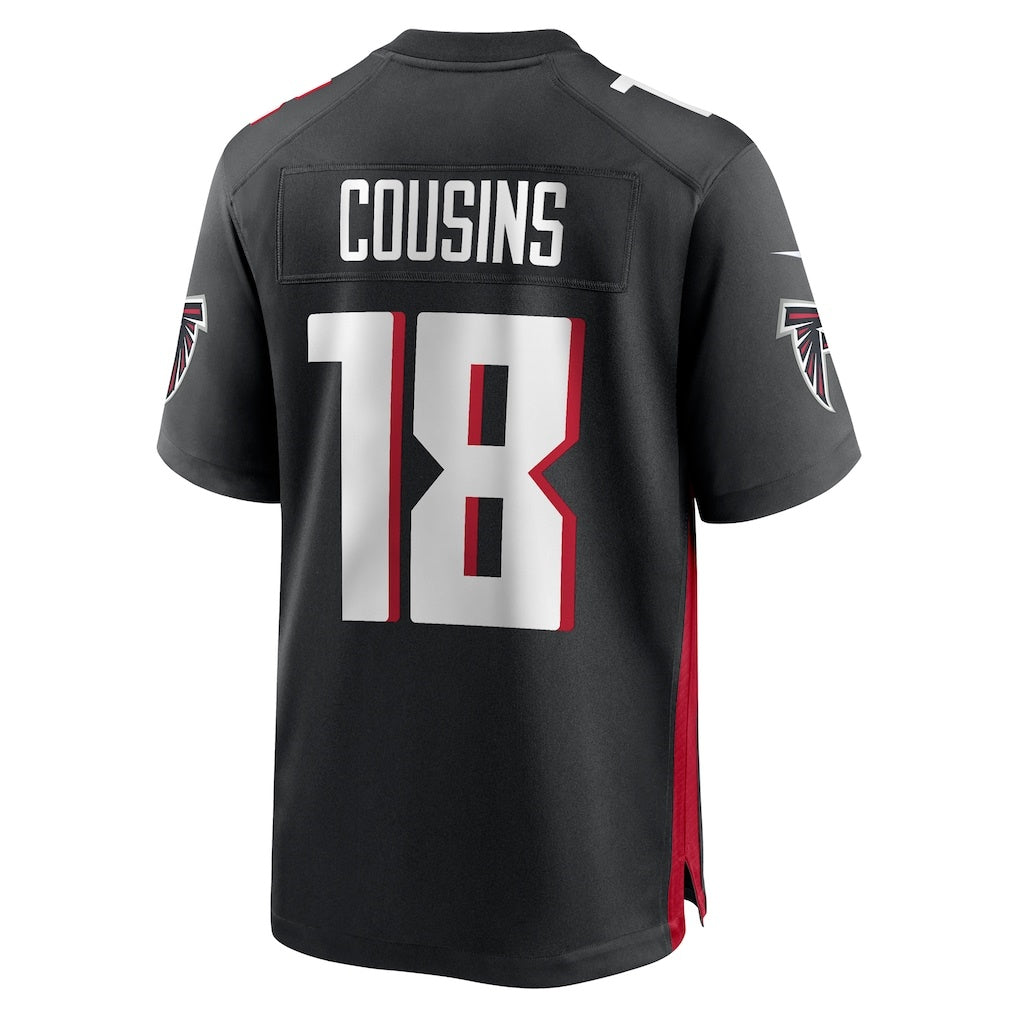 A.Falcons #18 Kirk Cousins Black Tomch Game Player Jersey