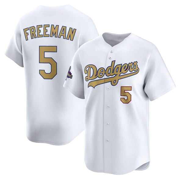 Los Angeles Dodgers #5 Freddie Freeman White Thaam 2025 Gold Collection Limited Stitched Jersey