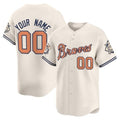 Custom Atlanta Braves Peaches n¡¯ Cream Vapor Premier Limited Jersey ¨C Cream Tomch