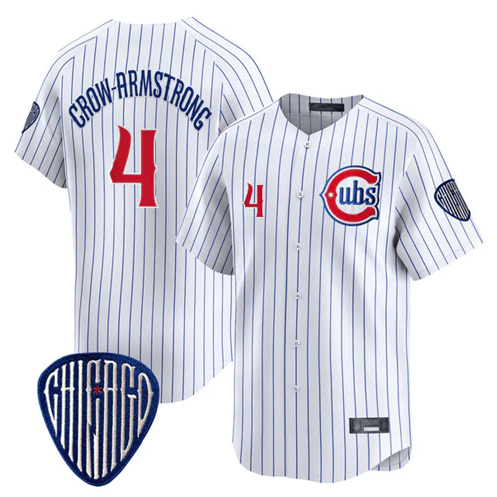 Chicago Cubs #4 Pete Crow-Armstrong Player White Tomch Pinstripe Vapor Premier Limited Home Stitched Jerseys