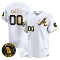Custom Atlanta Braves Hank Aaron 715th Home Run Patch Vapor Premier Limited Jersey V2 ¨C White Gold Tomch