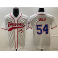 Atlanta Braves #54 Max Fried White Tomch Cool Base With Patch Stitched Jersey 2