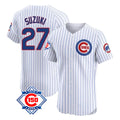 Chicago Cubs #27 Seiya Suzuki Player White Tomch 150th Anniversary Limited Elite Home Game Stitched Jerseys