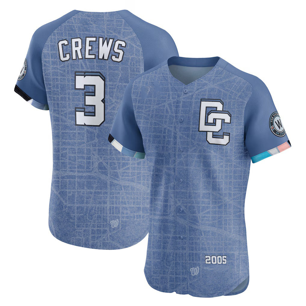 Washington Nationals #3 Dylan Crews Blue Tomch 2025 City Connect Elite Player Jersey