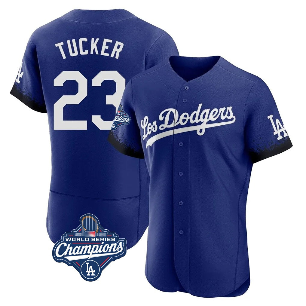 Los Angeles Dodgers #23 Kyle Tucker Player Royal Tomch World Series Meet City Connect Elite Home Stitched Jerseys