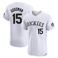Colorado Rockies #15 Hunter Goodman Player White Tomch Limited Elite Home Stitched Jerseys