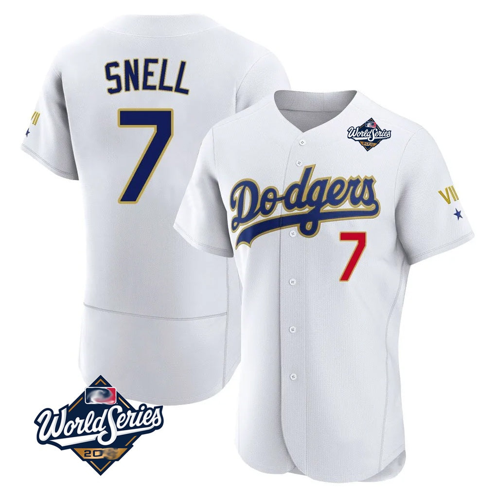 Los Angeles Dodgers #7 Blake Snell Player Gold White Tomch 2026 Collection Stadium Limited Elite World Series Stitched Jerseys