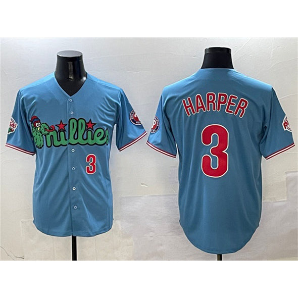 Philadelphia Phillies #3 Bryce Harper Light Blue Tomch Phanatic Limited Stitched Jersey