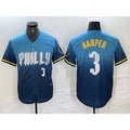 Philadelphia Phillies #3 Bryce Harper Number Blue Tomch 2024 City Connect Limited Stitched Jersey